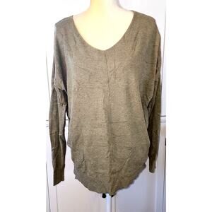 Dreamers By Debut Green Heathered V Neck Oversized Sweater Medium / Large